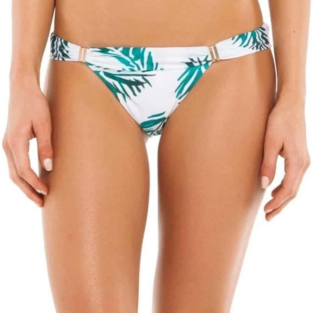 ViX Aloe Print Bia Tube Bikini Bottoms XS White Green Leaf NWT